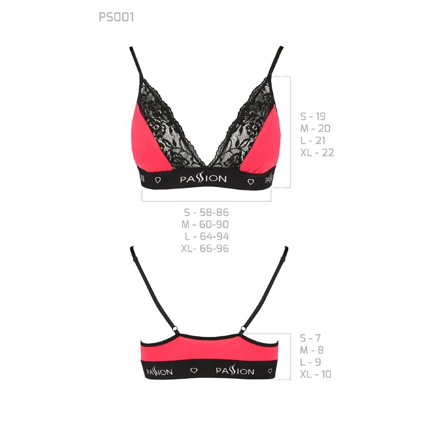 Эластичный топ с кружевом PS001 TOP red-black XL - Passion