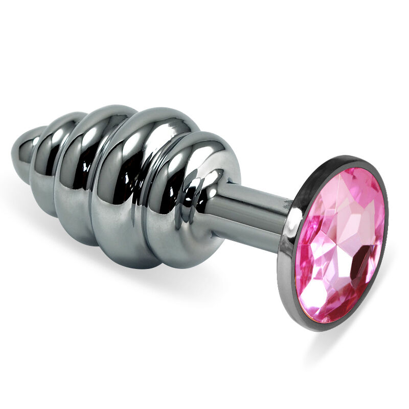 Анальна пробка - Heavy Metal Anal Plug Silver Rosebud Spiral Pink