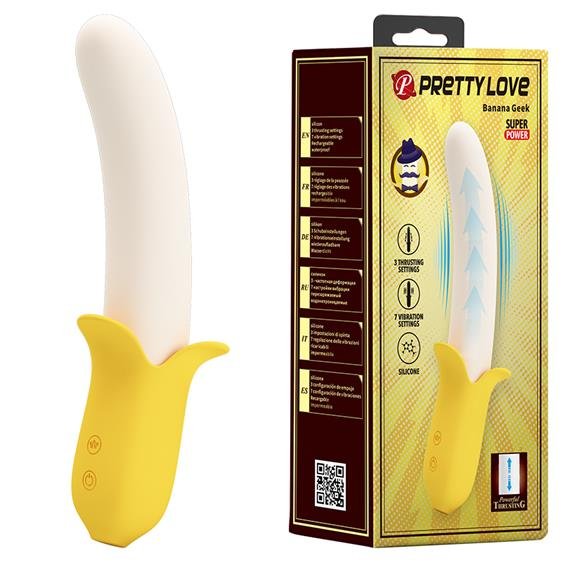 Оригінальний силіконовий вібратор у вигляді яскравого банана - Pretty Love Banana Geek Vibrator