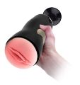 Мастурбатор с двумя входами на присоске Boss Series: Vibrating Masturbation Cup Black, BS6300056