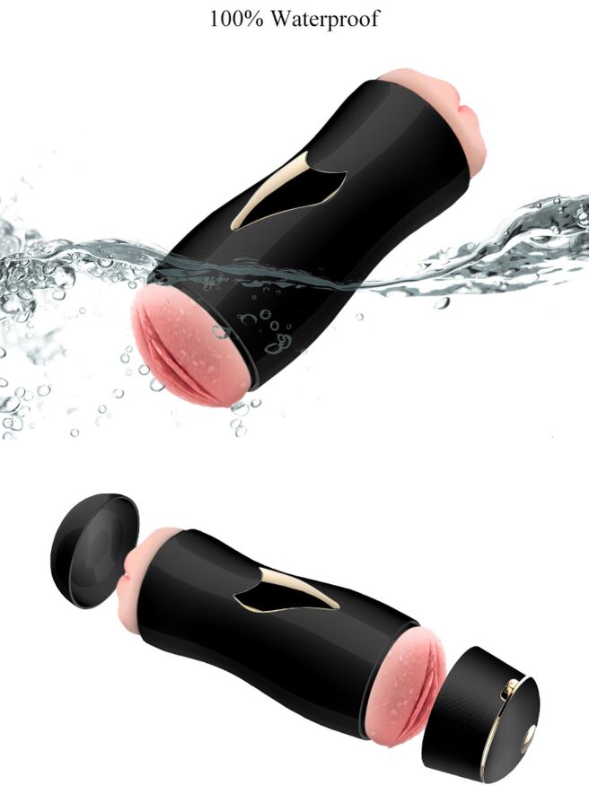 Мастурбатор с двумя входами на присоске Boss Series: Vibrating Masturbation Cup Black, BS6300056