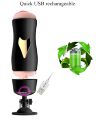 Мастурбатор с двумя входами на присоске Boss Series: Vibrating Masturbation Cup Black, BS6300056
