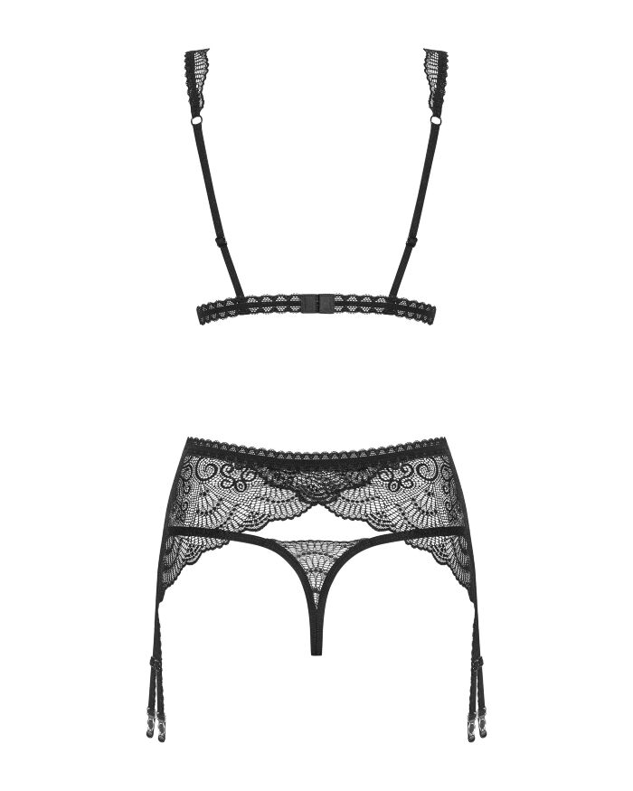 Комплект ажурный з поясом для чулок Obsessive Firella garter belt set S/M