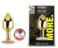 Анальная пробка с кристаллом EGZO - Gold Round Plug Pink size S