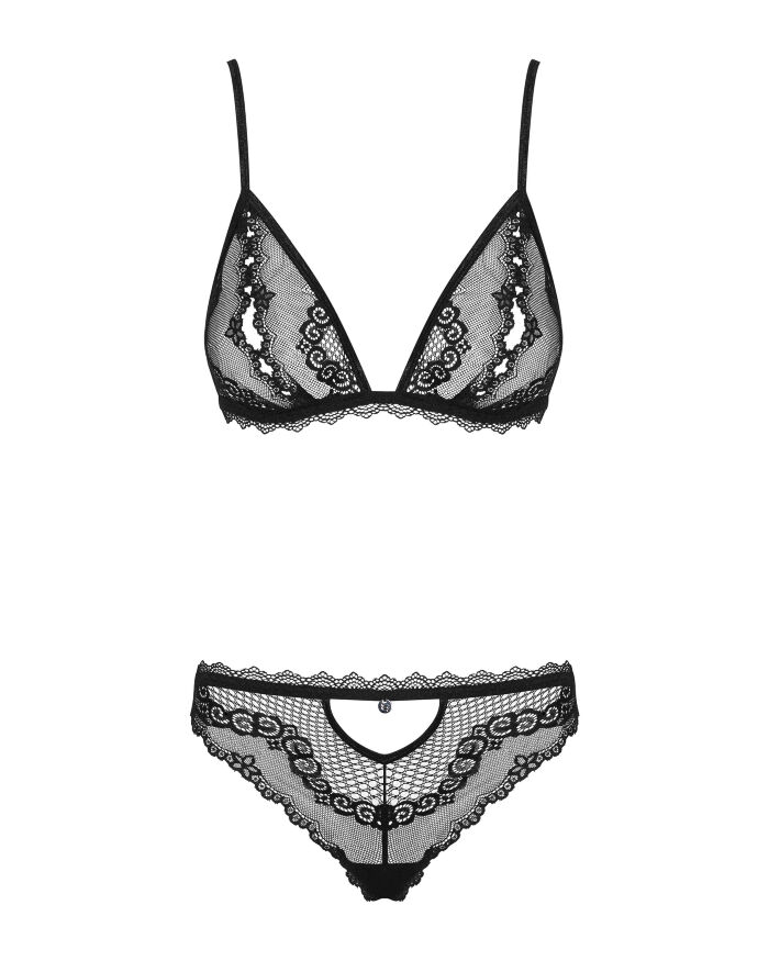 Сексуальный комплект с открытыми сосками Obsessive Millagro 2-pcs set black S/M