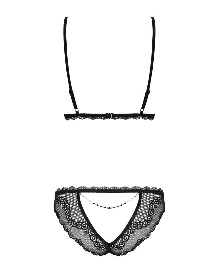 Сексуальный комплект с открытыми сосками Obsessive Millagro 2-pcs set black S/M