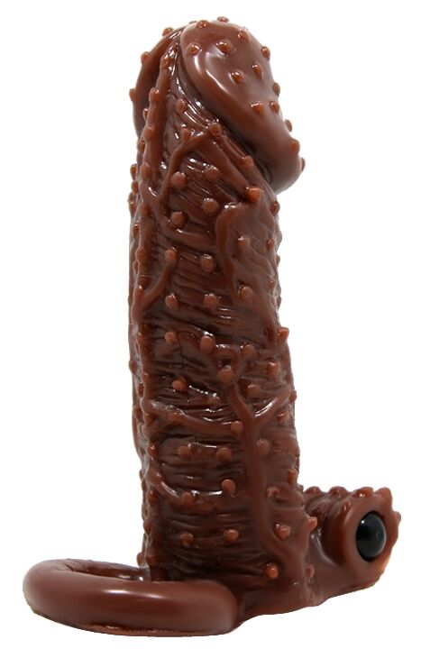 Насадка-презерватив с вибрацией Brave Man, BI-016010 ( коричневая )