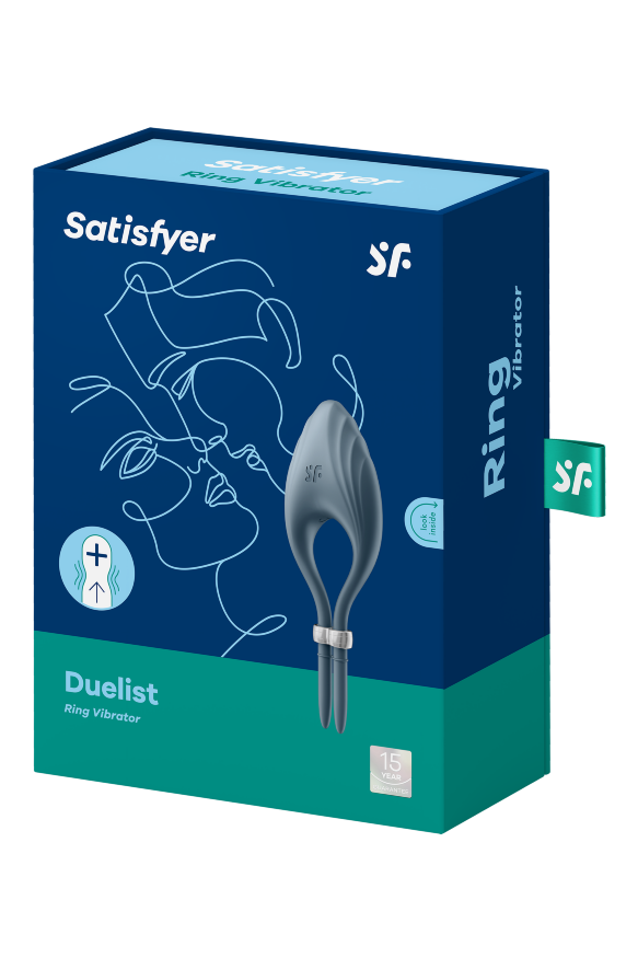 Регулируемое эрекционное кольцо с вибрацией SATISFYER DUELIST DARK BLUE
