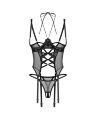 Корсет Obsessive Dominna cupless corset &amp; crotchless thong 2XL/3X