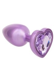Анальная пробка CalExotics Diamond Heart Plug Small, фіолетова, 5,7 × 3,2 см