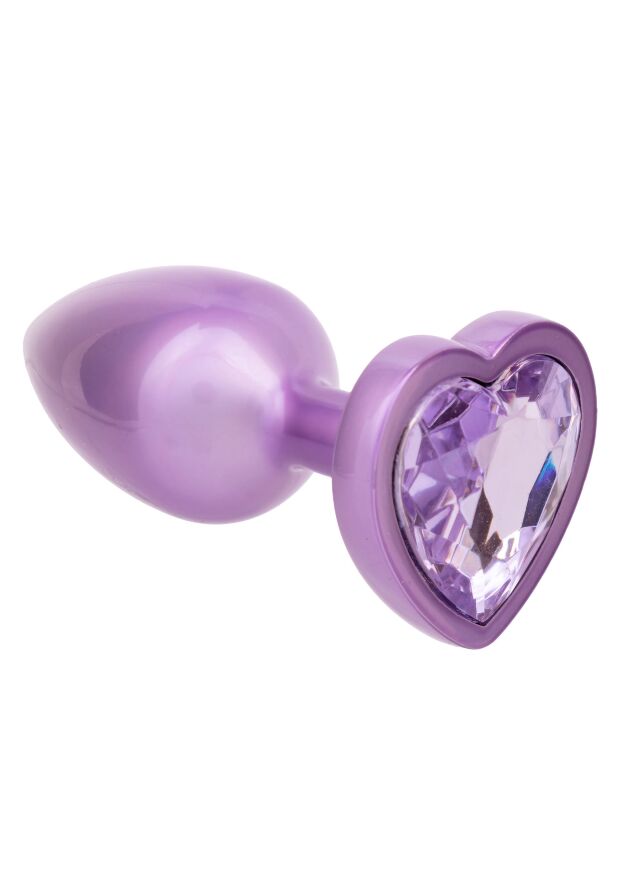 Анальная пробка CalExotics Diamond Heart Plug Small, фиолетовая, 5,7 × 3,2 см