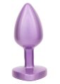 Анальная пробка CalExotics Diamond Heart Plug Small, фиолетовая, 5,7 × 3,2 см