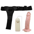 Страпон порожнистий (фалопротез) з вібрацією Baile Vibrating Strap On, беж, 19 × 4 см