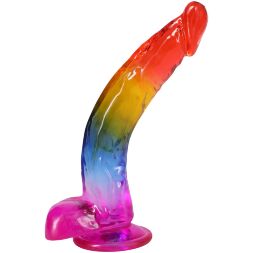 Желейный фаллоимитатор Doc Johnson Crystal Jellies - 9.5 Inch Dildo - Rainbow