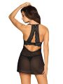 Секси пеньюар Obsessive Pearlove chemise &amp; thong black S/M