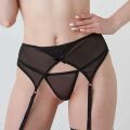 Пояс для чулок черный из сеточки LeFrivole L/XL