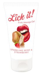 2в1 лубрикант и массажное масло – Lick It!  Sparkling Wine And Strawberry, 50 мл