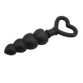 Анальная цепочка со стоппером-сердечком Chisa Black Mont Beaded Luv Probe, черная
