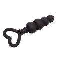 Анальная цепочка со стоппером-сердечком Chisa Black Mont Beaded Luv Probe, черная