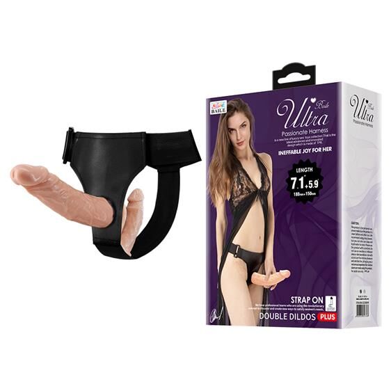 Подвійний жіночий страпон- Ultra Passionale Harness Double Dildos Plus Strap On 7.1"+5.9"