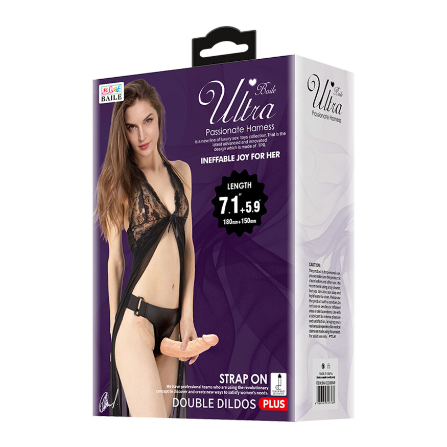 Подвійний жіночий страпон- Ultra Passionale Harness Double Dildos Plus Strap On 7.1"+5.9"