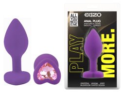 Силіконова анальна пробка EGZO - Silicone Violet Heart Plug Pink, size S