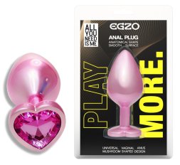 Анальна пробка з кристалом EGZO - Pink Perl Heart Plug Rose, size S