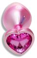 Анальна пробка з кристалом EGZO - Pink Perl Heart Plug Rose, size S