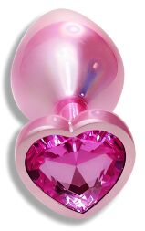 Анальна пробка з кристалом EGZO - Pink Perl Heart Plug Rose, size S