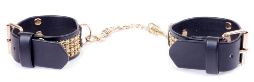 Наручники зі штучної шкіри з кристалами Fetish Boss Series - Handcuffs with cristals Gold, BS3300095