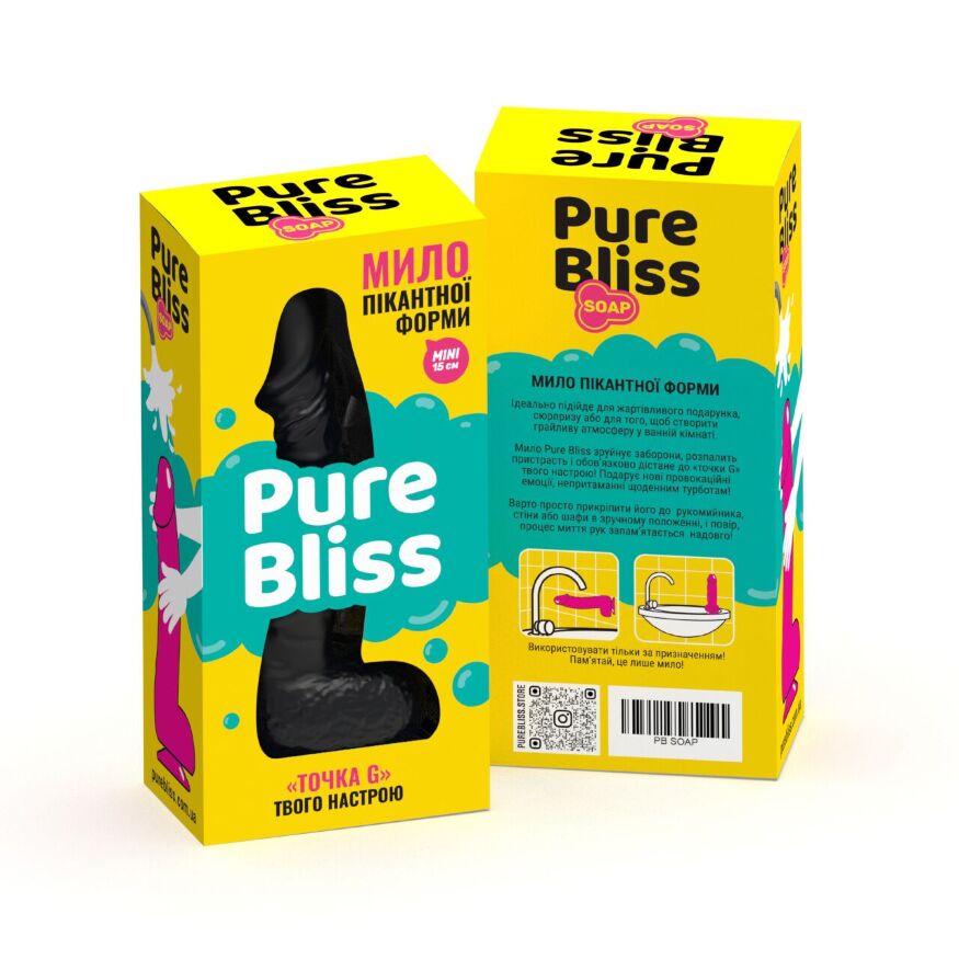 Мыло в форме пениса Pure Bliss MINI Black, крафтовое мыло-член, натуральное
