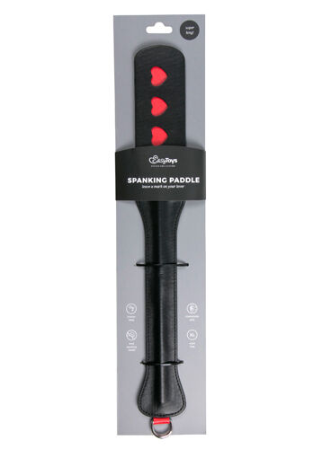 ET285BLK Падл с сердечком Long Leather Paddle With Heart
