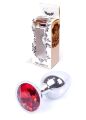 Срібляста анальна пробка з гладкою безшовною поверхнею Jewellery Silver Plug Red