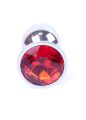 Срібляста анальна пробка з гладкою безшовною поверхнею Jewellery Silver Plug Red