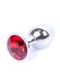 Срібляста анальна пробка з гладкою безшовною поверхнею Jewellery Silver Plug Red