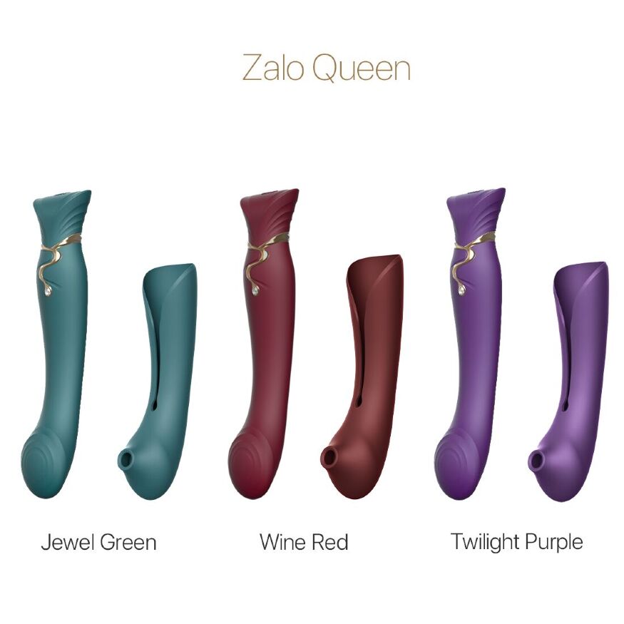 Смартвібратор 3в1 Zalo  -  Queen Set Twilight Purple, пульсівна перлина та вакуум, кристал Swarovski