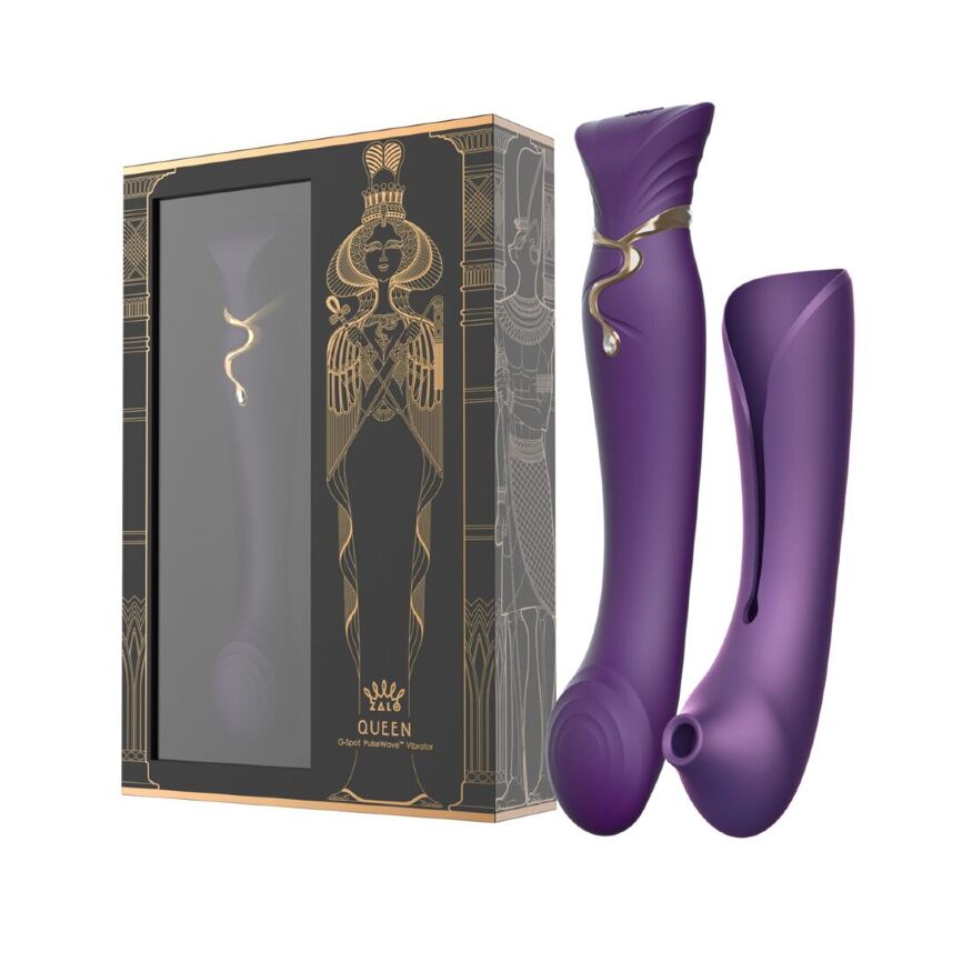 Смартвібратор 3в1 Zalo  -  Queen Set Twilight Purple, пульсівна перлина та вакуум, кристал Swarovski