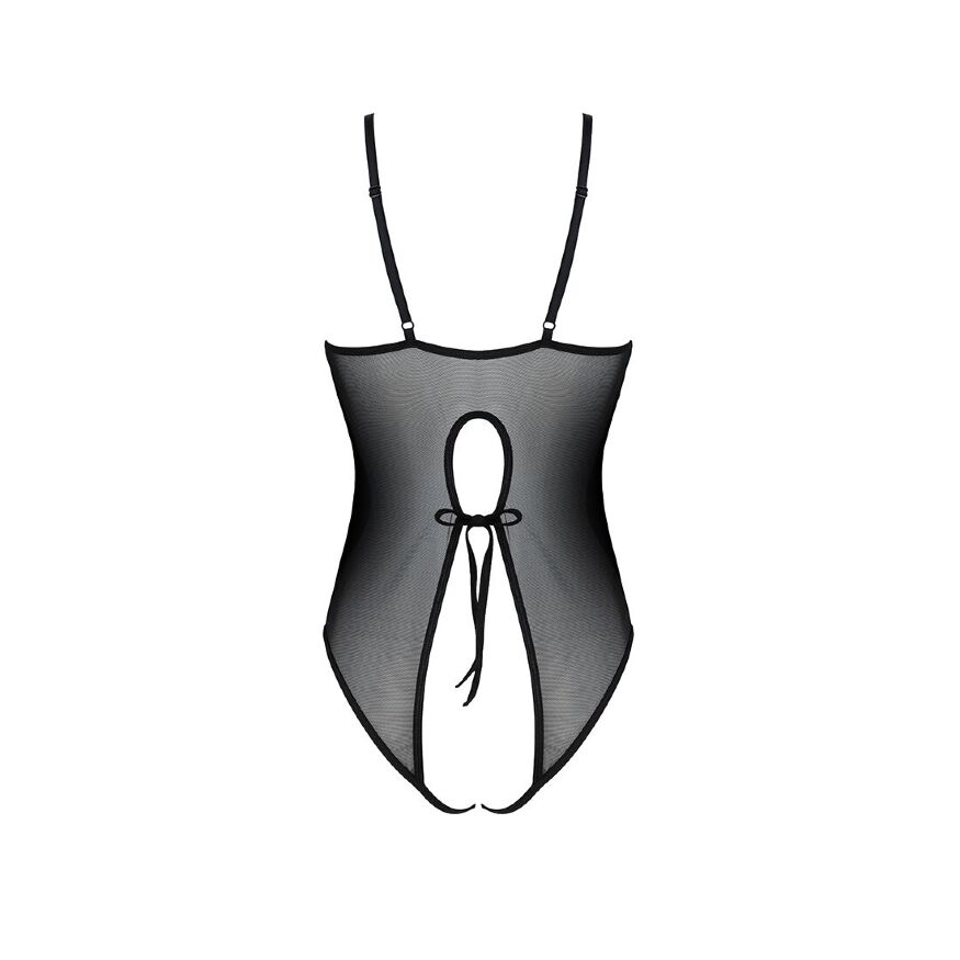Боди Passion Ursula Body black L/XL, с ажурным декором и открытым шагом