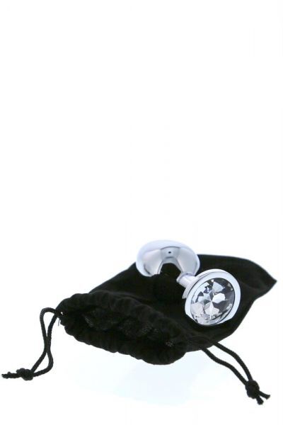 Анальная пробка с камнем GLEAMING LOVE SILVER PLUG MEDIUM