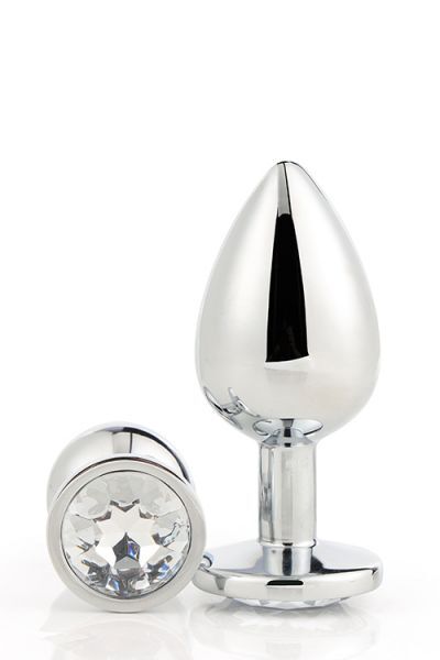 Анальная пробка с камнем GLEAMING LOVE SILVER PLUG MEDIUM