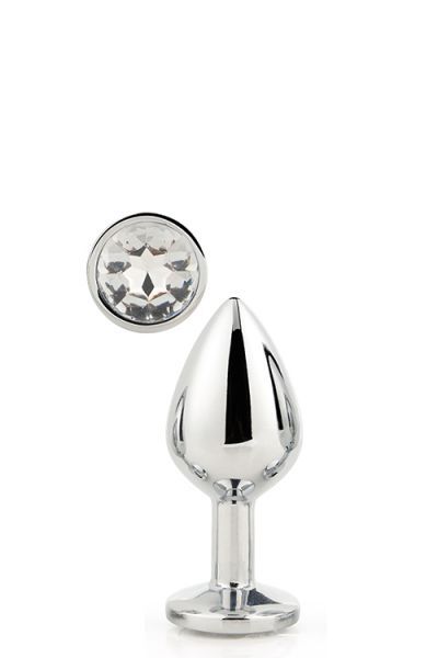Анальная пробка с камнем GLEAMING LOVE SILVER PLUG MEDIUM