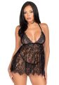 Сорочка бебі-дол Leg Avenue Floral lace babydoll &amp; string Black L, стрінги