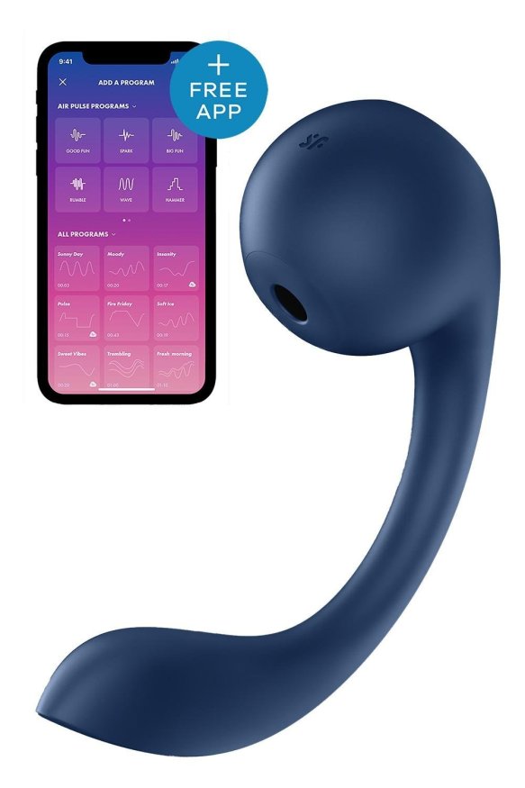 Вибратор для точки G и клитора Satisfyer Pro+ Wave 4 Connect App с приложением, синий