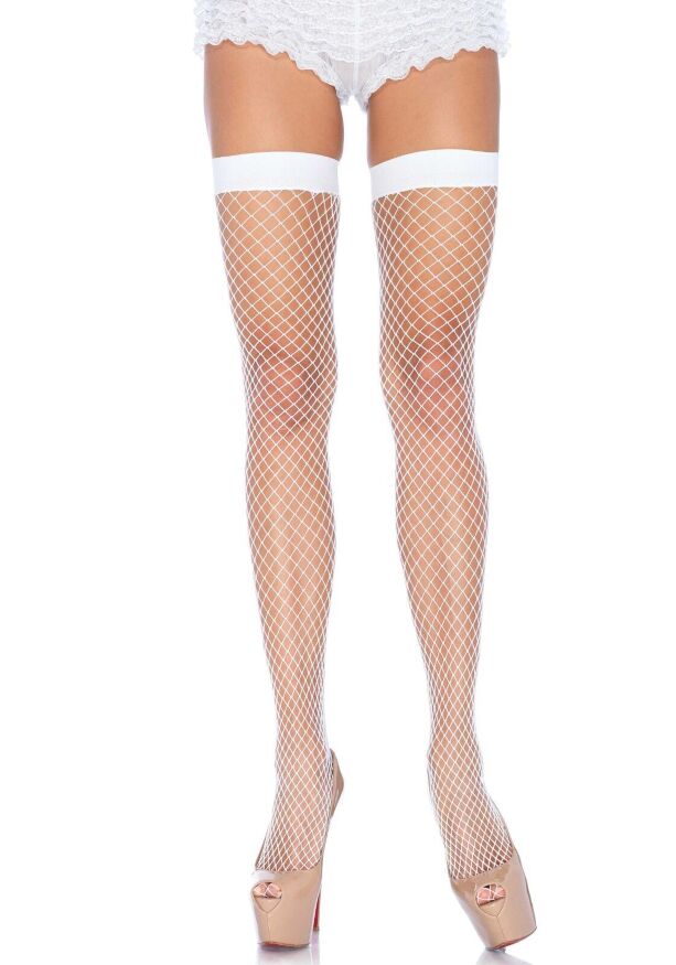 Белые сетчатые чулки Leg Avenue OS White