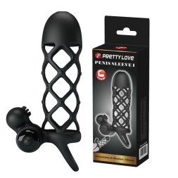Закрита насадка на пеніс з петлею для мошонки Pretty Love Penis Sleeve I Black