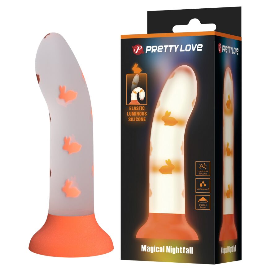 Фаллоимитатор на присоске Pretty Love Magical Nightfall, светящийся в темноте, 17 х 3.3