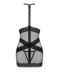 Сорочка з відкритими грудьми, стрінги Obsessive Lacrisia чорний, XS/S
