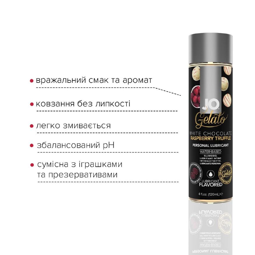 Смазка на водной основе System JO GELATO White Chocolate Raspberry (120 мл) без сахара и парабенов