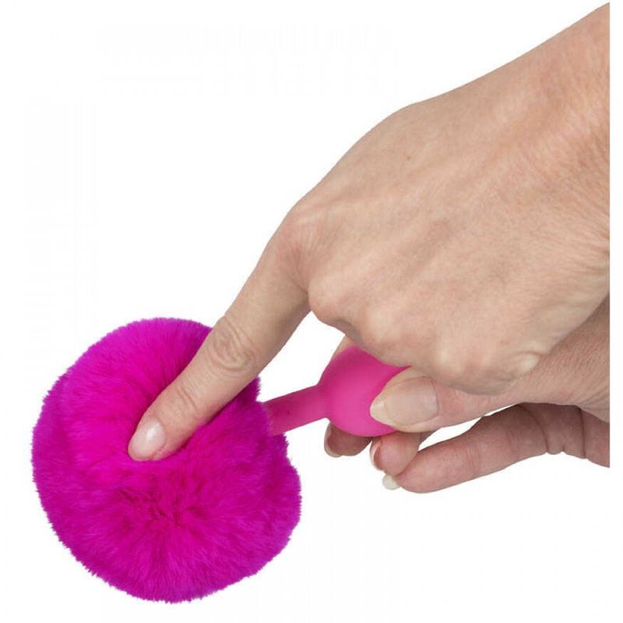 Анальная пробка с помпоном Pink Colorful Joy Bunny Tail Plug, силикон