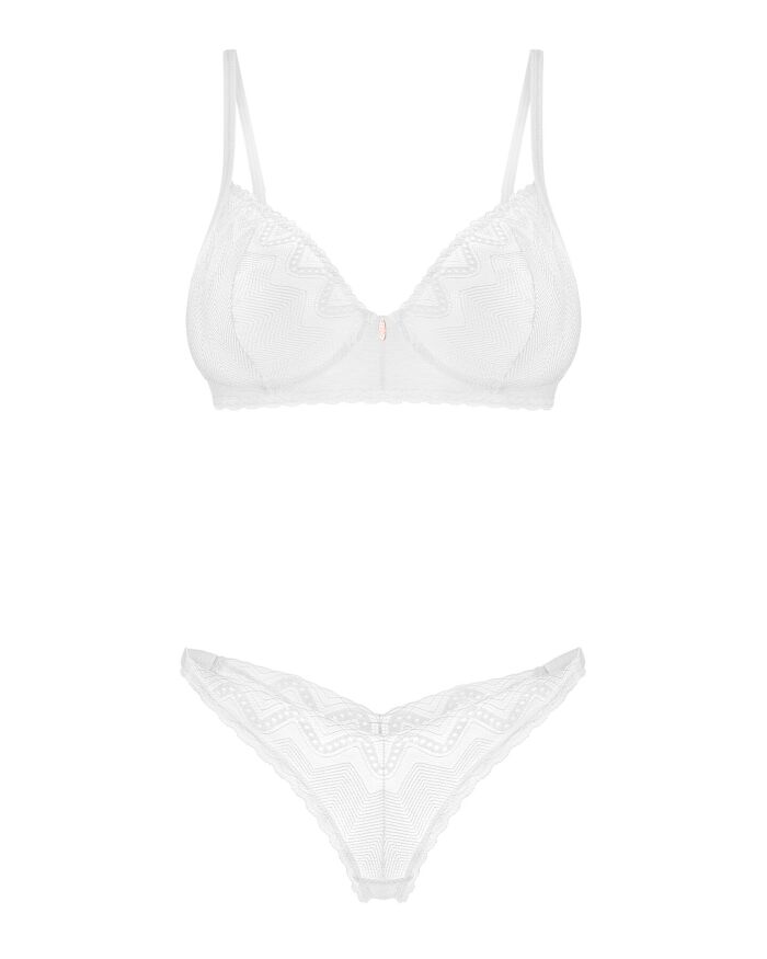 Комплект Obsessive Alissium 2-pcs set, XS/S, кружево, лиф с мягкой чашкой, трусики танга